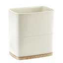 Polytree Bathroom Trash Can 1.8 Gallon(7 Liter) Small Kitchen Garbage Can,Decor Wastebasket for Bedroom Office,Resin Hand-Carved Leather Beige