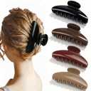 4Pcs Large Claw Hair Clips for Women, 4-Inch Durable Hair Claw Clips Smooth & Easy to Wear|No Snagging & a Secure Grip, Fashion Hair Accessories for Thin & Medium Thick Hair(Black Red Brown Coffee)