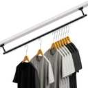 Wonderjune Closet Rail Hanging Closet Rod, 41" Any Angle Clothes Hanging Rail Under Stairs Storage Sloped Ceiling Mount Clothes Rod for Under Stairs Attic Bedroom Wall Mount(Black)