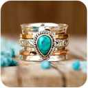 LRGKMCWTOB Vintage Sterling Silver Turquoise Ring for Women, Bohemian Style Handmade Dainty Ethnic Healing Stone Ring, Tribal Totem Cut Natural Turquoise Bridal Statement Ring Gift Size 9