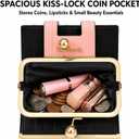 Women's Long Wallet with Kiss Lock Coin Pocket, Vintage Butterfly Floral Clutch Wallet, Large Capacity PU Leather Card Holder Organizer, Elegant Gift for Women