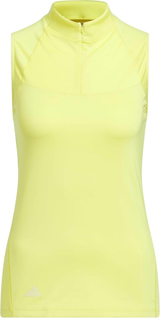 adidas Womens Ultimate365 Zip Mock Sleeveless Polo Shirt (X-Large, Pure Sulfur)