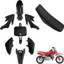 ABS Plastics Kit with High Elasticity Tall Seat, Pit Dirt Bike Plastic Fender, Thicker Plastics Compatible with Honda XR50R CRF50F XR50 CRF50 SDG SSR 50cc-110cc Pit Dirt Bike