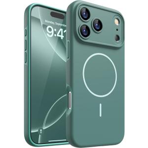 2 x Magnetic for iPhone 17 Pro Case, [Matte Solid Color] [Full Camera Protection] Protective Case for iPhone 17 Pro - Deep Green