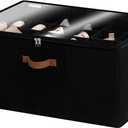 StorageWorks Shoe Organizer for Closet, Fits up to 24 Pairs, Shoe Cubby Storage Containers with Adjustable Dividers and Clear Cover, Black (Large)