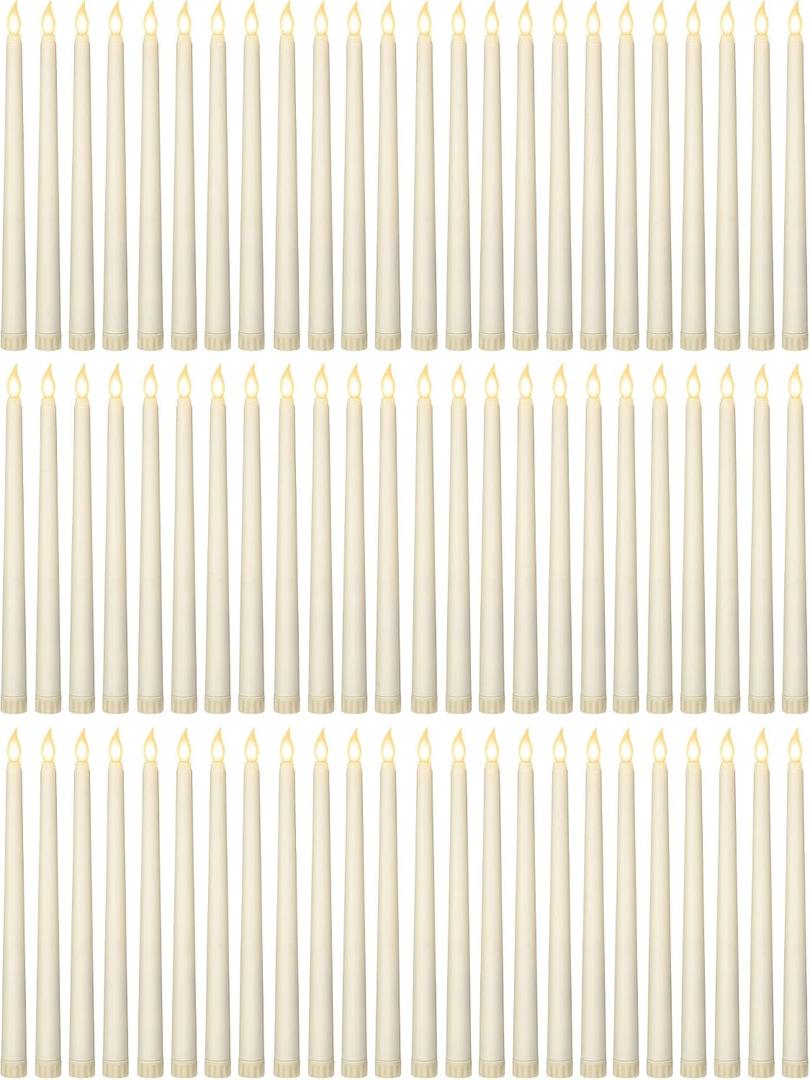 Treela 72 Pcs Flameless LED Taper Candles Battery Operated Candles Bulk 11 Inch Flickering Fake Candlesticks with Warm Light for Valentines Day Church Wedding Party Battery Not Included(Classic,Ivory)