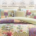 YAYIDAY Quilt King Size Patchwork Bedspread Set - 100% Cotton Reversible Breathable Colorful Floral Quilted Bedspreads with Pillow Shams Fit All Seasons
