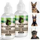 2 Pack Liquid Bonding Cement for Dogs (60ml Each), Pet Ear Taping Glue, Dog Ear Bonding Cement, Safe & Non Toxic Skin Adhesive for Pet Training, Waterproof, Easy Wash Off with Soap & Water