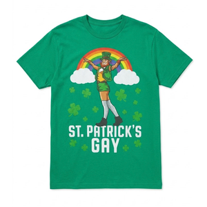 St. Patrick's Gay Leprechaun In Sexy Stockings and Shorts T-Shirt, Large