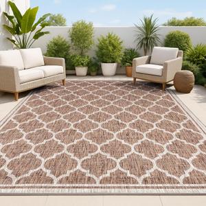 JONATHAN Y SMB109B-8 Trebol Moroccan Trellis Textured Weave Indoor/Outdoor Espresso/Taupe 8 ft. x 10 ft. Area Rug, Coastal,Easy Cleaning,HighTraffic,LivingRoom,Backyard, Non Shedding