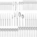 KINGSTONE Silverware Set With Serving Utensils, 65 Piece Flatware for 12, 18/10 Cutlery With 5 Piece Serving Utensil Set - Modern and Original Design, Dishwasher Safe