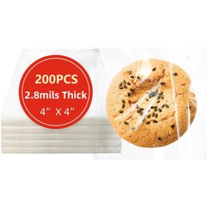 4x4 Inches 200 PCS Cookie Bags for Gift Giving,Self Sealing Cellophane Clear Resealable Cellophane Bags Self Adhesive Individual Cookie for Packaging 200Pieces 4"x4" (4"x4"(Pack of 200))