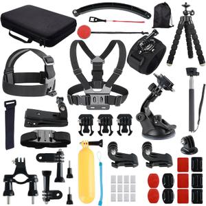 Action Camera Accessory for GoPro Hero 12/11/10/9/8/7/6/5 DJI Osmo Action 5 Pro/Action 4 / Action 3, AKASO EK7000 Insta360 X2 X3 DBPOWER APEMAN Yi VicTsing