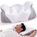 Cotiro Cervical Neck Pillow, Pillow for Neck Pain Relief, Memory Foam Neck Pillow, Adjustable Cervical Pillow Cozy Sleeping, for Neck And Shoulder Pain Relief, White