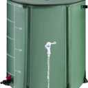 53 Gallon Collapsible Rain Barrel with Zipper Open and 12 Poles, 200L Protable Rainwater Collection System Kit with 1 Spigot and 2 Overflow, 1000D Oxford Rain Catcher Barrel for Outdoor Garden Camping