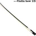 LIEKE Carbon Fiber Violin Bow 1/2 Size Lightweight Fiddle Bow (1/2 size, Black)