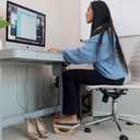StrongTek Ergonomic Wood Foot Rest for Enhanced Circulation & Comfort, 350lbs Capacity, Rocker Balance Board for Standing Desks, Non-Slip, No Assembly, 18" Wide - Ideal for Office/Home