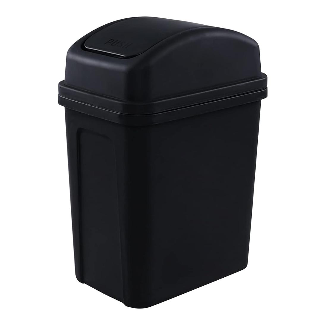 Gloreen 7 Liter Plastic Swing Lid Trash Can, 1.8 Gallon Small Garbage Can, Black Gloreen 7 Liter Plastic Swing Lid Trash Can, 1.8 Gallon Small Garbage Can, Black