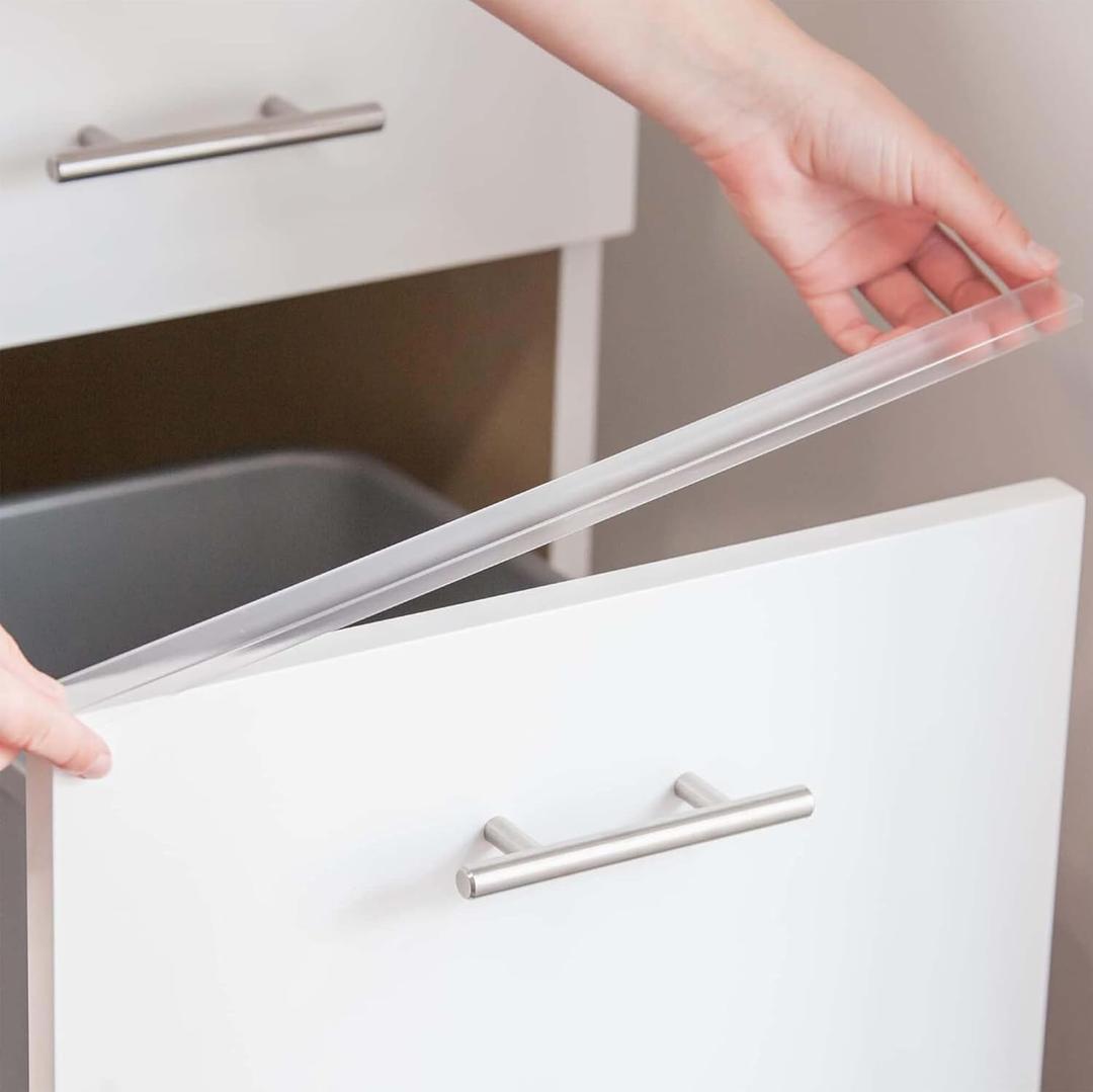 Cabinet Hero 7/ 8" Thick, 18" Length, Clear, Pack of 4 - Slimline Cabinet Edge Protector – Durable Slip-On Plastic Door & Drawer Edge Guard – Protects Shelves from Chipping, Discoloration & Breakage