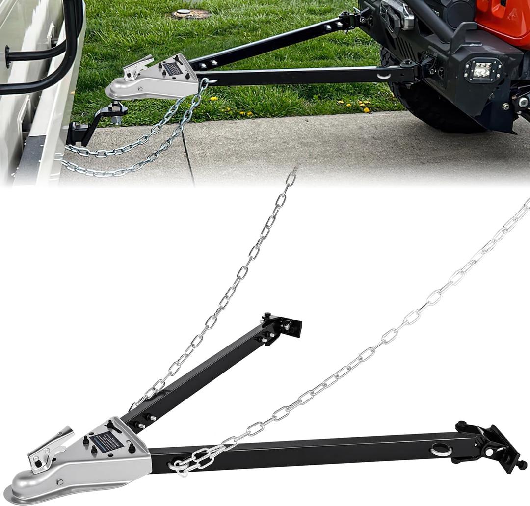 Nilight Tow Bar with Safety Chains, Coupler Fits 2-Inch Hitch Ball, 5500 lbs Towing Capacity, 41-in Opening Width, Bumper-Mounted Universal Towing Bar for RV, Car, Trailer, Truck, Alloy Steel