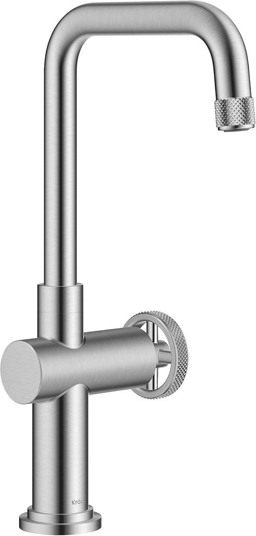 KRAUS Urbix Industrial Single Handle Bar Kitchen Faucet in Spot-Free Stainless Steel, KPF-3127SFS
