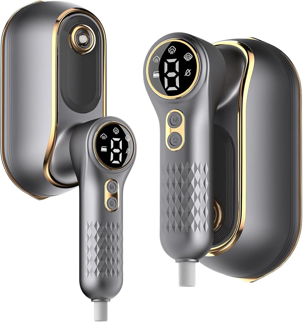 Portable Travel Steamer, 1200W Handheld Fabric Steamer for Clothes, 4 Modes with LCD Display, Powerful Wrinkle Remover for Home & Travel, 150ml Water Tank, 10S Fast Heat-Up, 180 Swivel Handle, Grey