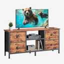 Furologee TV Stand with 4 Drawers, 43 Inch Entertainment Center with Open Shelves, Media Console Table for 50" TV, Television Stand for Bedroom, Living Room/Rustic Brown