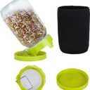 Sprouting Kit Sprouts Growing Kit 34oz Wide Mouth Seed Sprouting Jar Germination Kit 304 Stainless Screen Lid and Stand Blackout Sleeve Tray for Growing Bean Alfalfa Sprout Seeds
