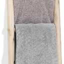 FUIN 57in Wood Blanket Ladder Living Room Decorative Wall Leaning Farmhouse Quilt Display Holder Rustic Wooden Towel Rack for Bathroom, Unfinished (57in | Knock Down, Natural)
