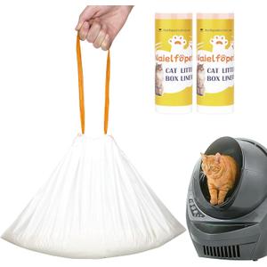 40 Count 26" x 16" Cat Litter Box Liners and Replaced Trash Bags Compatible with Litter Box Robot 4 and 3, Thick Heavy Duty Drawstring Replacement Waste Drawer Liners Bags 10-12 Gallons of Capacity