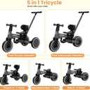Toddler Bike with Push Handle,Tricycles for 1 to 3 Years Old, Toddler Tricycle with Push Handle for Boy Girl, Baby Balance Bike with Adjustable Seat Height and Removable Pedal (Black), Medium