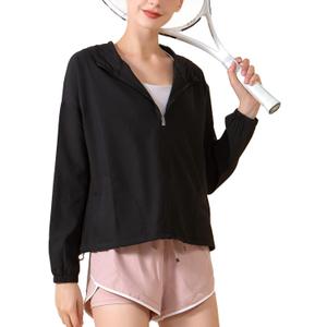 altiland Workout Zip Up Hoodie Jackets for Women, Lightweight Athletic Yoga Gym Running Shirts with Pockets UPF 50+ (Large, Black)