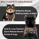 AIITLE No Pull Dog Harness and Leash Set, Step in No Chock Soft Mesh Dog Harnesses Reflective for Extra-Small Puppy Dogs and Cats, Plaid Dog Vest Harness for Pets Chocolate XXS