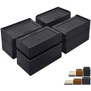 ANNKUT Rectangle Bed Risers, 3 Inch Heavy Duty Adjustable Furniture Risers for Bed Sofa Table and Couch Lift，Support Up to 1,300 Lbs (4 Pack-Black)