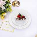 U-QE 100 Pieces Gold Plastic Plates - Premium White Plastic Plates for Party, Wedding and Daily Use Including 50PCS 9 '' Plastic Dinner Plates & 50PCS 6.5 '' Plastic Dessert Plates