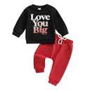 Douhoow Baby Boy Outfit Boy Girl Letter Print Sweatshirt Long Pants Winter Spring Festival Clothes (Black, Size 100)