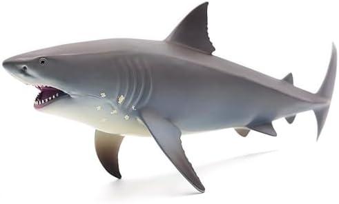 Gemini&Genius Realistic Great White Shark Action Figure - Ocean Shark Gift, Birthday Party & Baby Shower Cake Topper, Bath & Swimming Toy