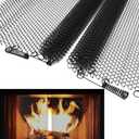 2 Pack Fireplace Mesh Screen Curtain,20”x24” Spark Guard Chain for Hearth,Metal Fireplace Replacement Black Hanging Mesh Curtain Screens for Home Wood Burning Fireplace