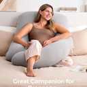Momcozy Pregnancy Pillows for Sleeping, U Shaped Full Body Pillow for Pregnancy Women with Removable Jersey Cotton Cover, 57 Inch Maternity Pillow, Grey