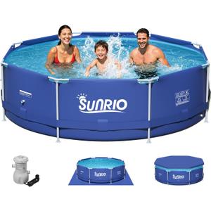 10'*30" Round Above Ground Swimming Pool for Kids and Adults Metal Frame Family Pool with 530 GPH Filter Pump Pool Cover and Ground Cover Capacity 1171 Gallon