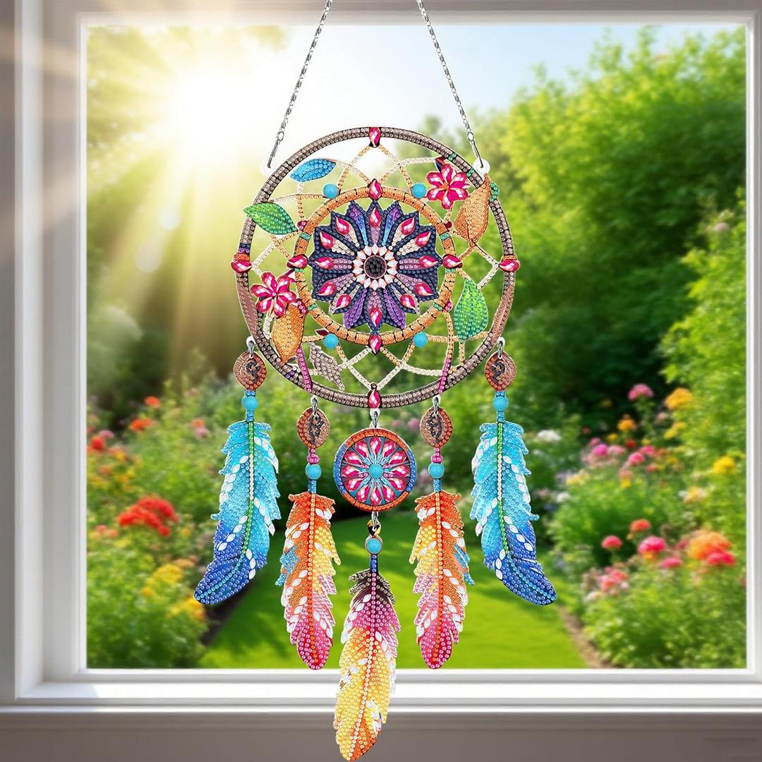 DIY Dream Catchers Diamond Painting Kit - Handmade Craft for Boho Decor, Symbol of Good Dreams & Positive Energy, All-Inclusive Crafts for Adults (Vibrant)