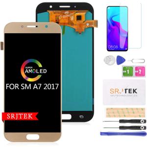 SRJTEK for Samsung A7 Screen Replacement- LCD Replacement for Samsung Galaxy A7 2017 A720,A720F SM-A720F Touch Screen Digitizer Glass Display Assembly Kit,+Repair Parts(Gold)