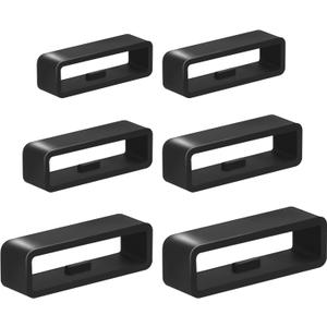 6 Pcs Watch Band Keepers, 16mm/18mm/20mm/22mm /24mm/26mm Watch Strap Holder Loops Retainer, Black Silicone Watch Band Fastener Rings Replacement Parts for Smart Sport Watches