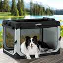 36 Inch Collapsible Dog Crate for Large Dogs - Portable Dog Travel Crate Soft Sided with Breathable Mesh Windows, Foldable Dog Kennel for Indoor and Outdoor, Grey