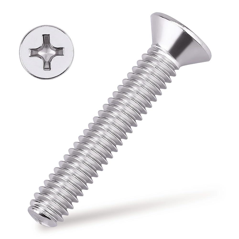 #10-24 x 1-1/2" Flat Countersunk Head Machine Screws, Phillips Drive, 304 Stainless Steel 18-8, Full Thread, Coarse Thread UNC, 50 PCS