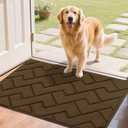 hicorfe Front Door Mat Outside Entrance,24"x35" Absorbent Muddy Dirt Resist Welcome Door Mats Outdoor Indoor,Stain and Fade Resistant,Non Slip Backing Entry Mat Doormat for Entryway (Dark Brown)