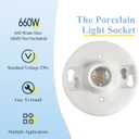 4 Pcs E26 Medium Base Ceiling Lamp Holder Keyless Light Sockets White Bulb Socket Incandescent Fluorescent CFL Lamp Holder 660w 250v (Porcelain)