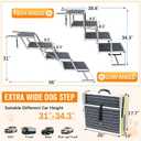Dog Stairs for Large Dogs - Reflective 20" Wide Dog Car Ramp, 4-Step Aluminum Stairs with Non-Slip Carpet - Foldable Design for Trucks/SUVs/Beds - Heavy Duty 200Lbs Capacity for Large Breeds