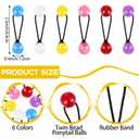 36 Pieces Hair Ties Balls Ponytail Holders Colorful Twin Bead Ponytail Balls 80s 90s Elastic Hair Accessories for Baby Kid(12 mm, Multicolor)