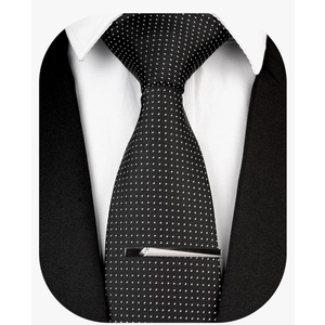 Mens Tie Silk Necktie and Tie Clip Gift Box Set for Party Wedding Formal